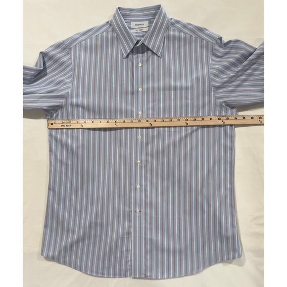 Daniel Cremieux Men's Dress Shirt 100's Dobby Blue Stripe Size 17 | 35 (010) - Picture 8 of 10